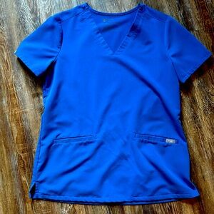 Royal blue figs scrub top